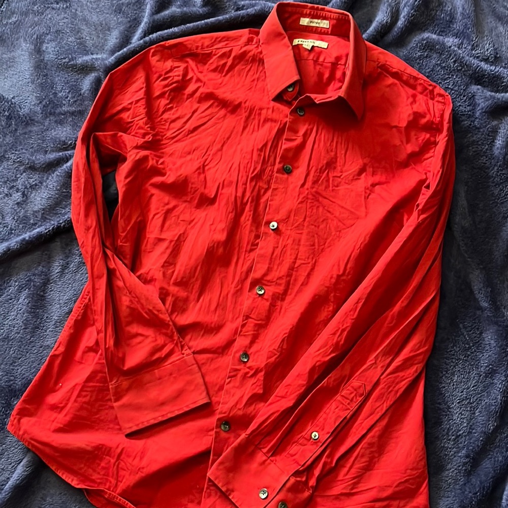 Express Fitted 1MX Men’s Red Dress Shirt